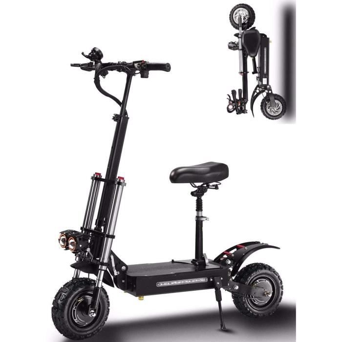 CMNAN Trotinette Electrique Pliable, Scooter électrique Adulte, Pneus Tout-Terrain De 11 Pouces, 60V 5400W, Vitesse Maximum 85km / H