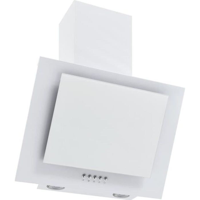 Hotte murale Hotte aspirante cuisine Hotte décorative 60 cm Acier inoxydable et verre trempé Blanc