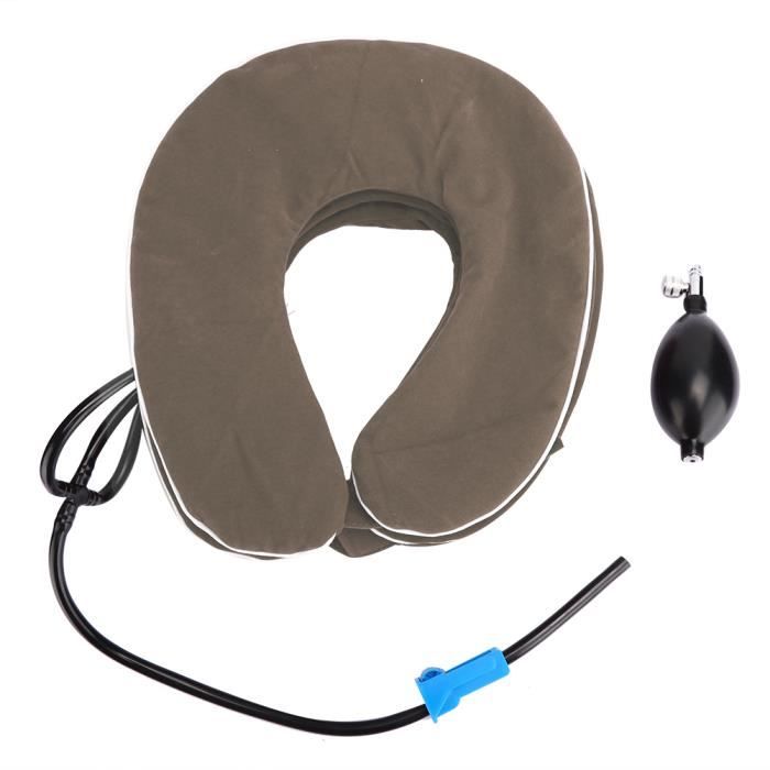 Collier Cervical Gonflable Dispositifs d'Étirement du Cou à Domicile pour Adultes(Gris)-ALI