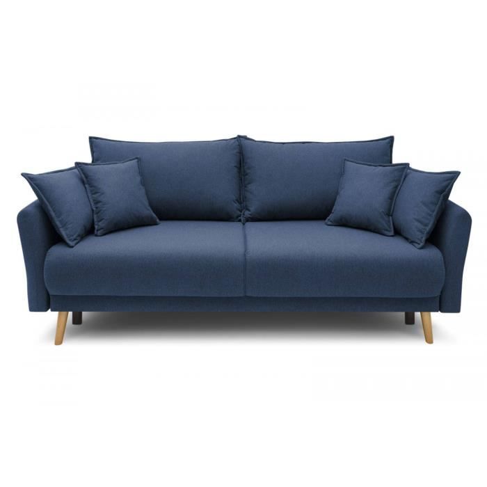 BOBOCHIC CANAPÉ DROIT CONVERTIBLE AVEC COFFRE MIA Bleu Marine Coffre de rangement Convertible Tissu cashmere