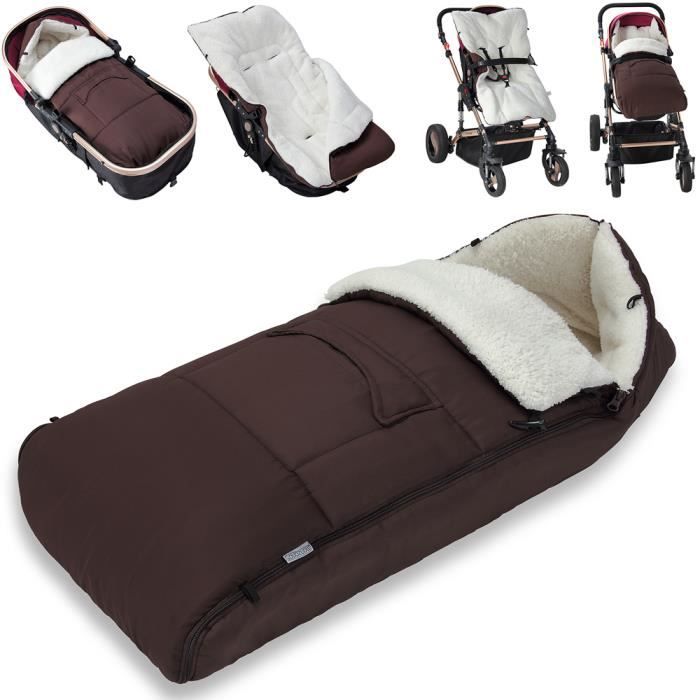 Chancelière bébé 93cm adapté poussettes, sièges bébé voitures - brun