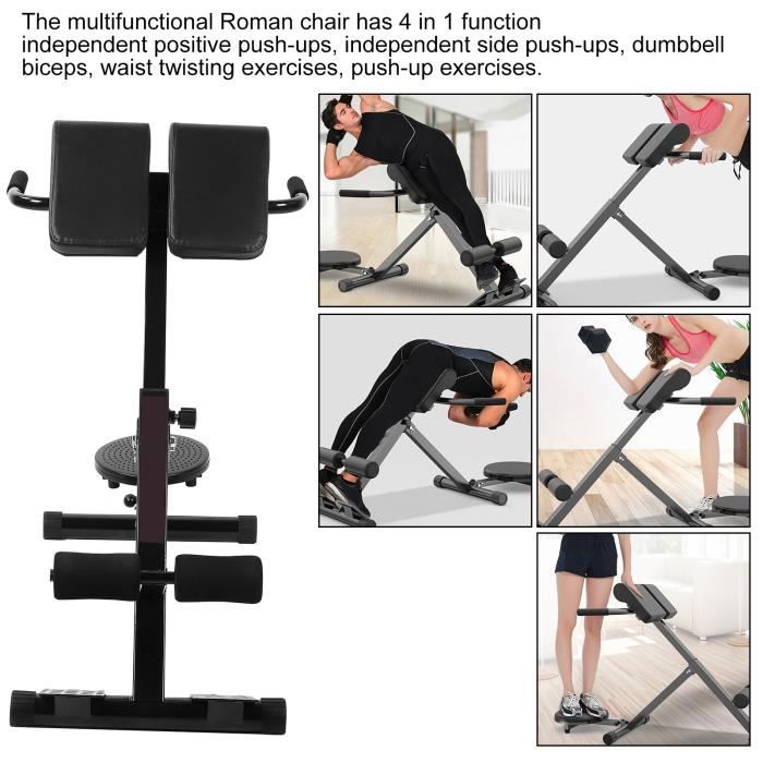 Banc de Musculation pour Dos - Pliable, Réglable en Hauteur - Appareil Hyper Extension, pour Abdominaux, Fitness -BOT