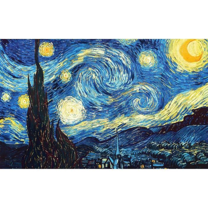 Poster Affiche Van Gogh Nuit Etoilees Peinture Post-Impressionnisme 61cm x 98cm