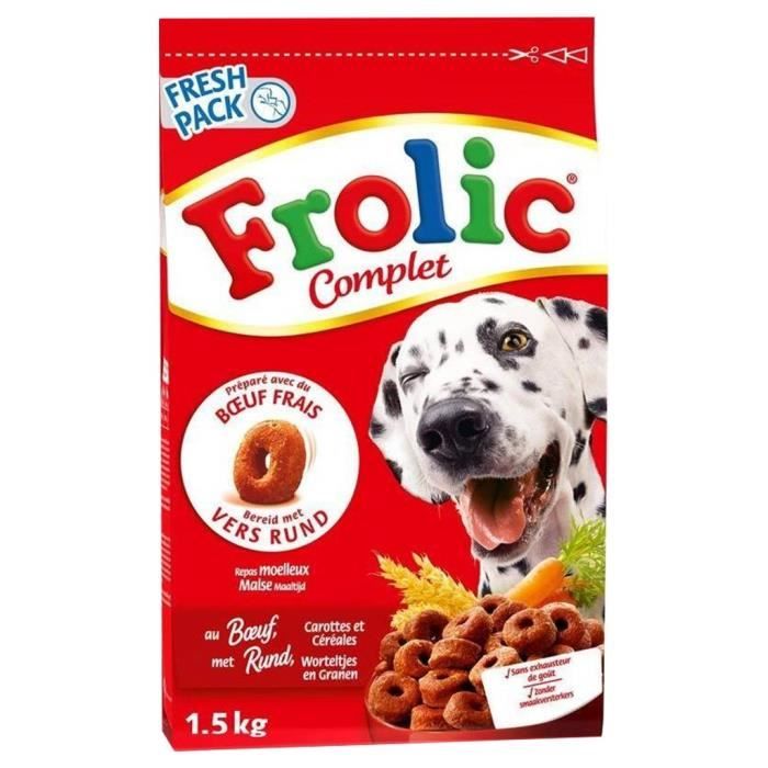 Frolic Complet Croquettes Chiens Boeuf Carottes Céréales 1,5Kg (lot de 3)
