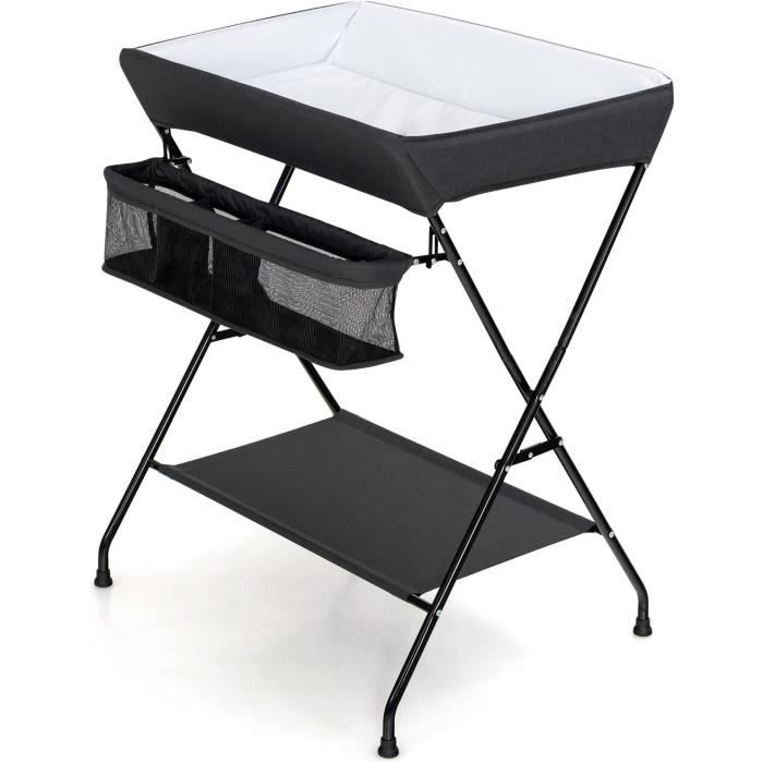 GIANTEX Table à Langer Pliable avec Panier de Rangement et Structure Métallique Stable Charge Max 10KG pour Bébé 0-12mois