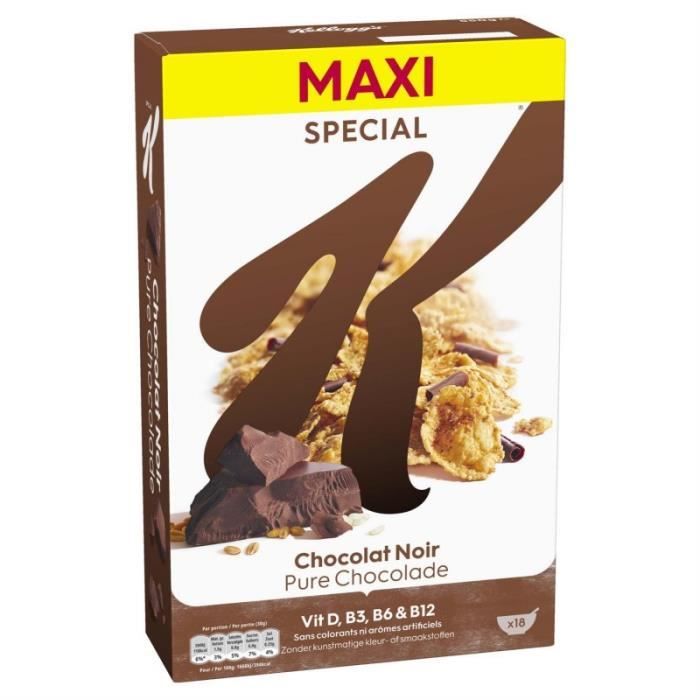 KELLOGG'S - Spécial K Feuilles De Chocolat Noir 550G - Lot De 3