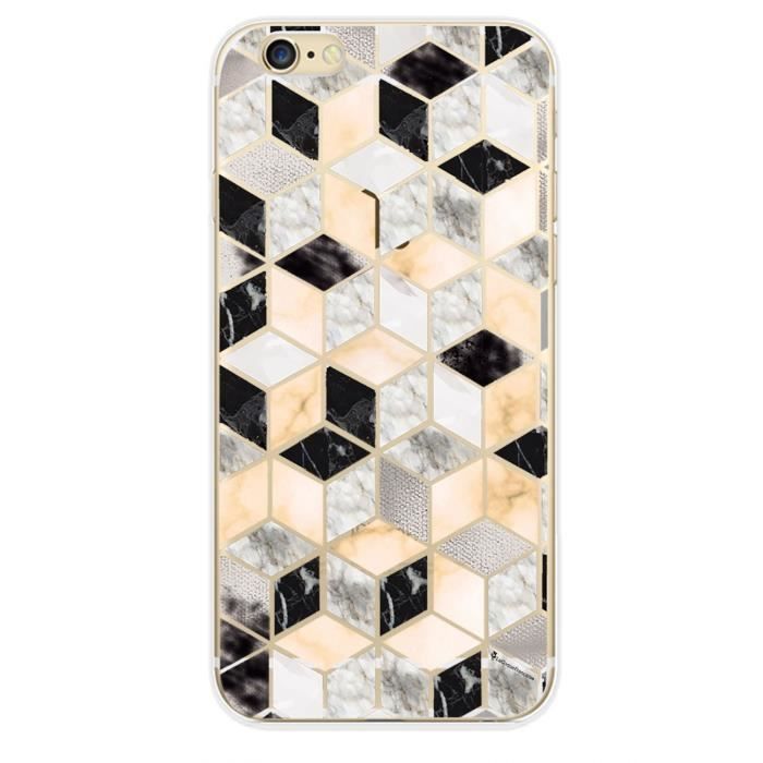 Coque iPhone 6 iPhone 6S rigide transparente Carrés marbre Ecriture Tendance et Design La Coque Francaise