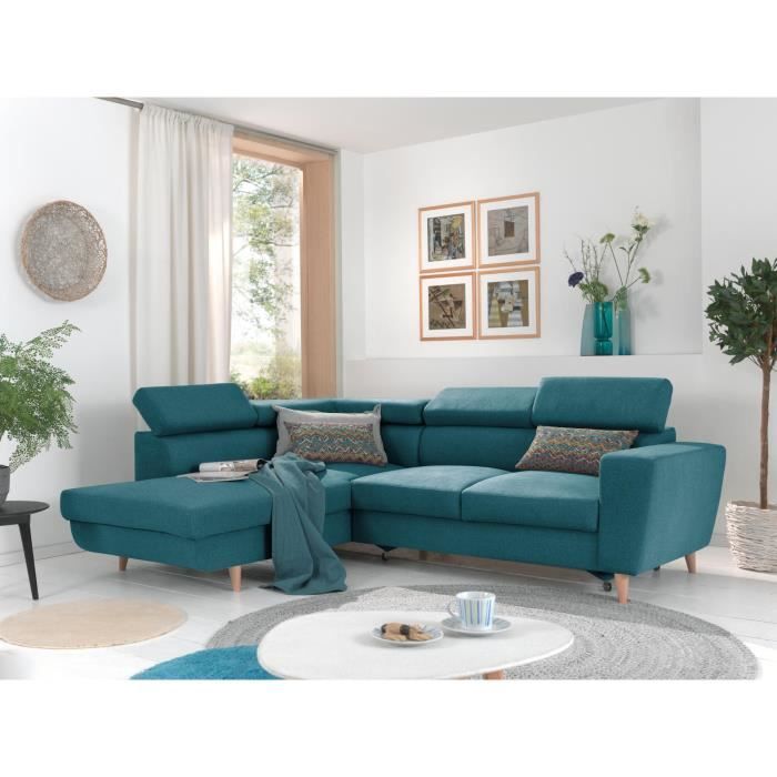 Canapé d'angle 5 places Bleu Scandinave