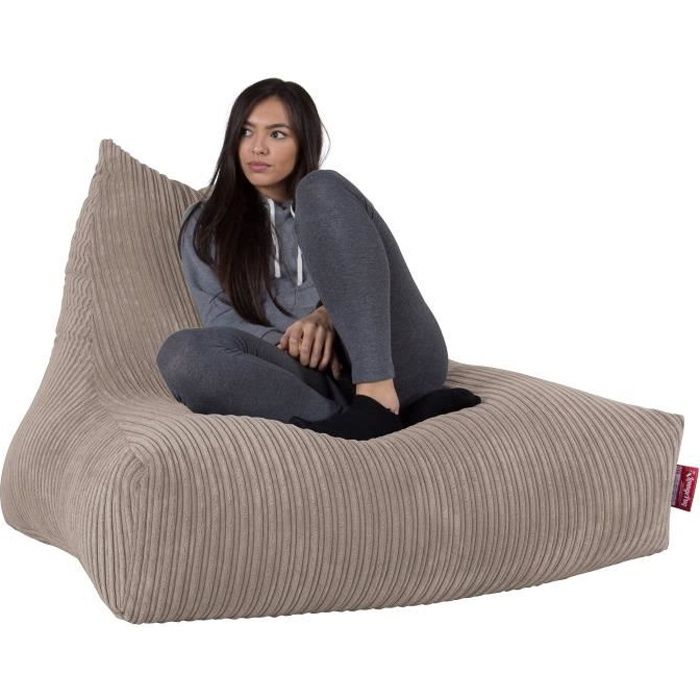 LOUNGE PUG®, Gros Pouf Fauteuil 'Relax', Pouf Géant, Pouf Poire, Côtelé Vison