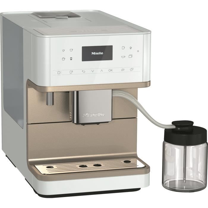 MIELE CM 6360 MilkPerfection BB CleanSteelMetallic Machine à café expresso broyeur automatique - posable - couleur Blanc lotus