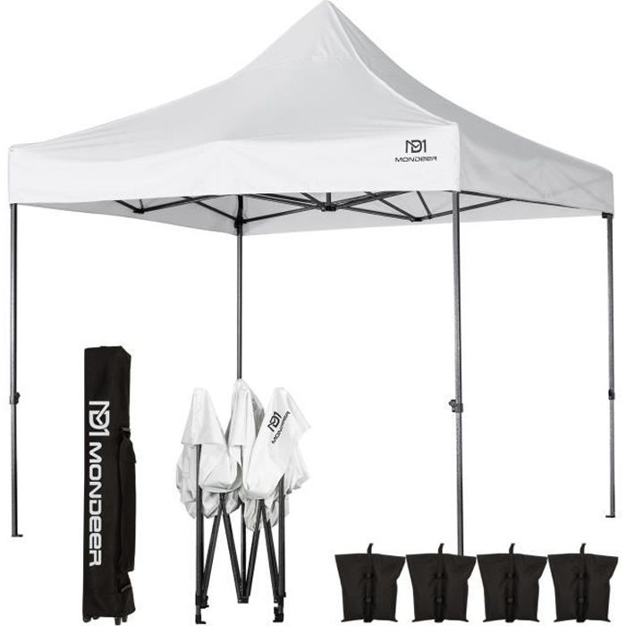 Tonnelle de Jardin Tente de Reception 3mx3m Pliante Impermeable pour Fête,Camping, Festival, Blanc - Mondeer
