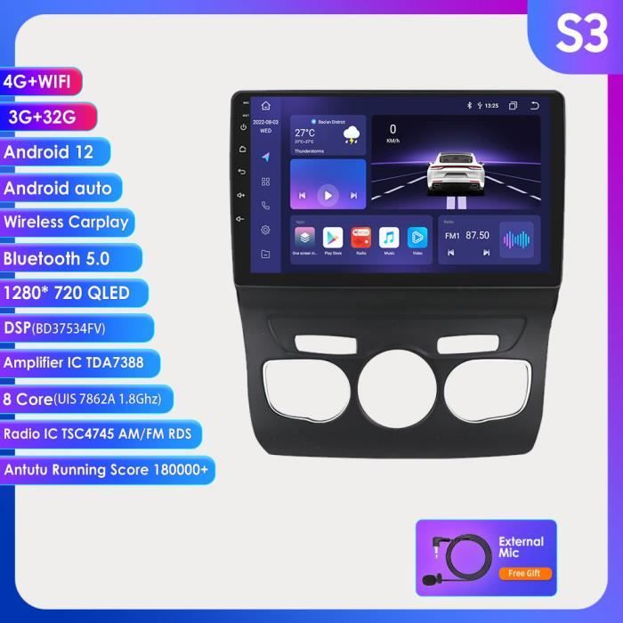 3G + 32G Autoradio 2Din Android 11 pour Peugeot Citroen C4 C4L 2013-2017 lecteur multimédia Carplay Audio stéréo 4G WIFI Bluetooth