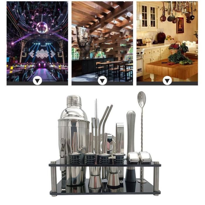 23pcs-set acrylique ensemble cocktail shaker bar outil cocktail shaker barman outil
