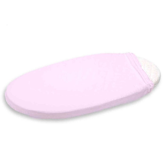 P'tit Basile - Lot x2 Draps housse berceau couffin ovales - 40x80 cm - 100% coton Bio - rose pétale