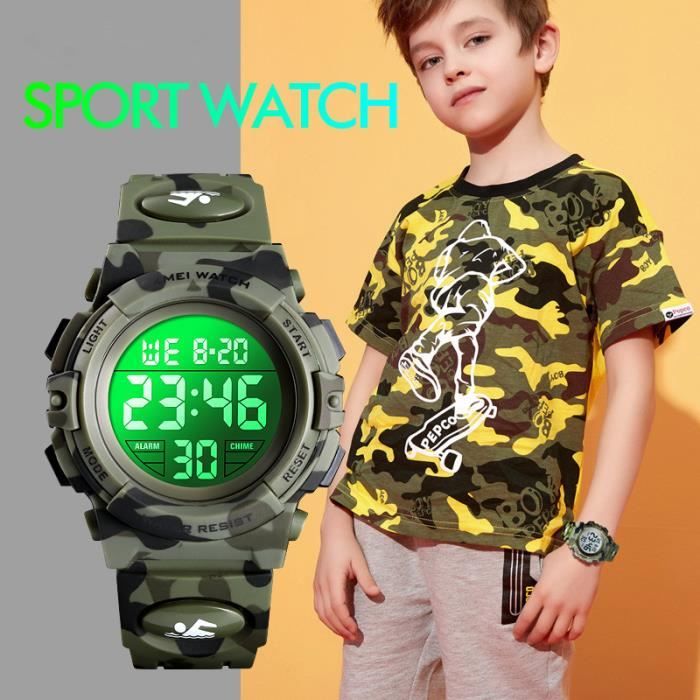 SHARPHY Montre Enfant Garcon de Marque Sport etanche numerique LED watch 2021 bracelet , Cadeau pour enfants