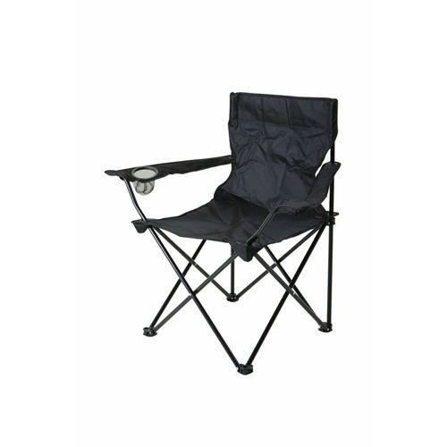 Fauteuil Chaise de camping pliant hi-tech léger Noir support boisson