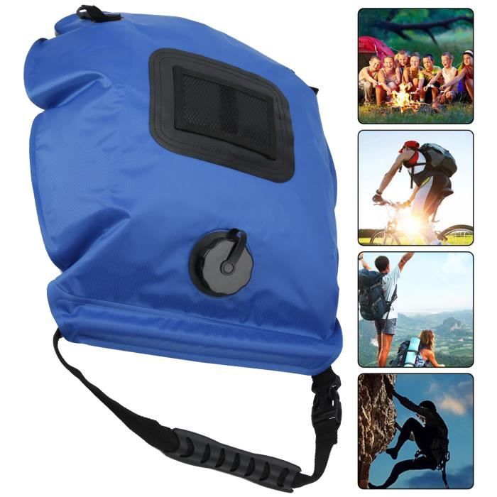 VINGVO Sac de douche solaire extérieur 20L Camping Sac de bain chauffé au soleil portable avec pommeau de douche