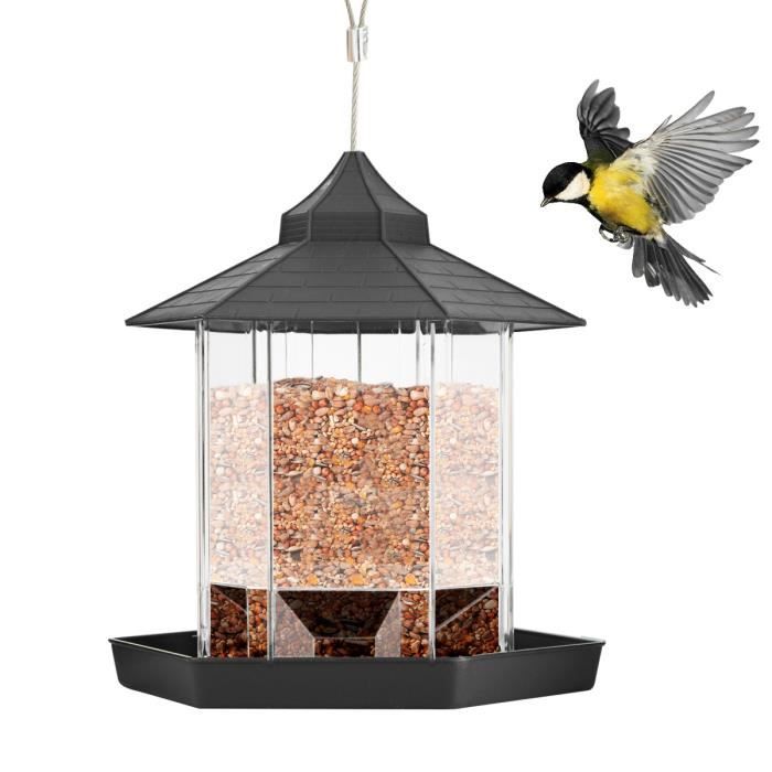 Mangeoire à oiseaux suspendue pour jardin extérieur - Gris