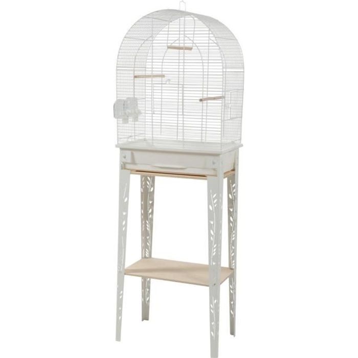 Cage Grillagée Oiseaux Avec Meuble Patio Blanche Taille M - Zolux