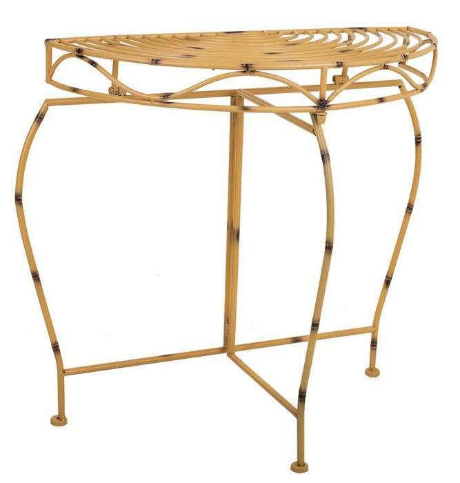 meuble console, table console en fer forgé coloris doré - longueur 75 x profondeur 37 x hauteur 75 cm
