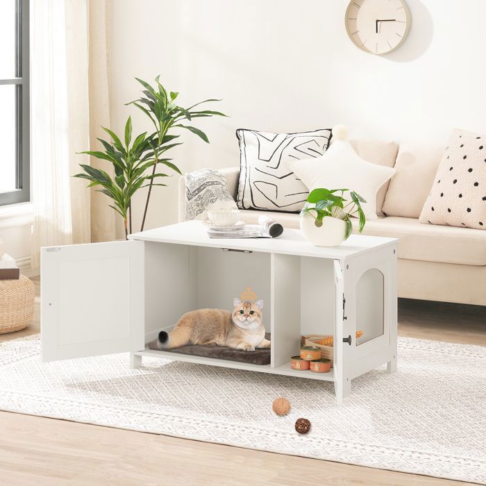 Comparer les prix de Maison de toilette - HOOBRO - Bac à litière - Tapis inclus - Design moderne - Grand espace intérieur