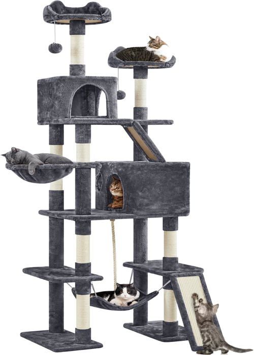 Meilleurs prix pour Grand Arbre À Chat 209 Cm, Arbre À Chat Xxl, Stable, Avec Hamac, Poteaux En Sisal, Perchoirs, Niche, Maison Pour 2-4 Chats (G[M309]