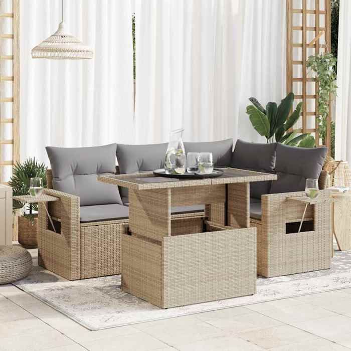 vidaXL Salon de jardin 5 pièces Résine tressée