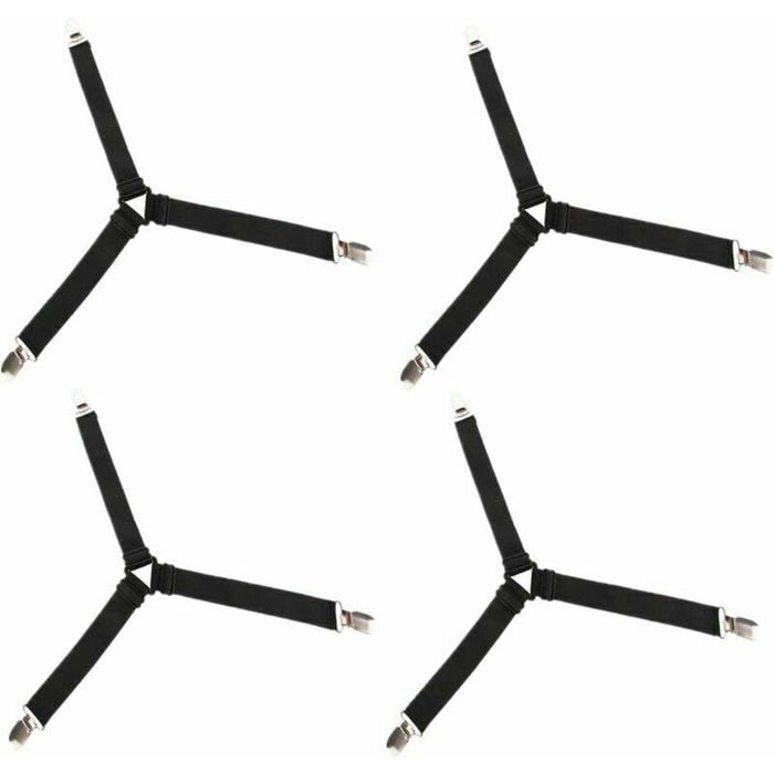 Tendeur Drap Housse4 Pièces Drap De Lit Attaches Réglable Sangle Drap Housse Avec Clips En Métal Pour Tous Les Matelas Noir