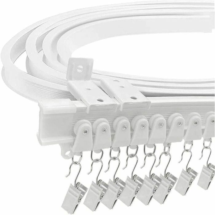 FOGAWA 5m Rail rideaux avec 40 Pinces en Fer, Rail de Rideau