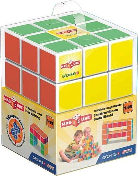 GEOMAG MAGICUBE 16 Pièces – Blocs De Construction Magnétiques Pour Bébé Dès 1 An – Cubes Empilables 4 Couleurs – Jouet Montessori – Fabriqué En Suisse