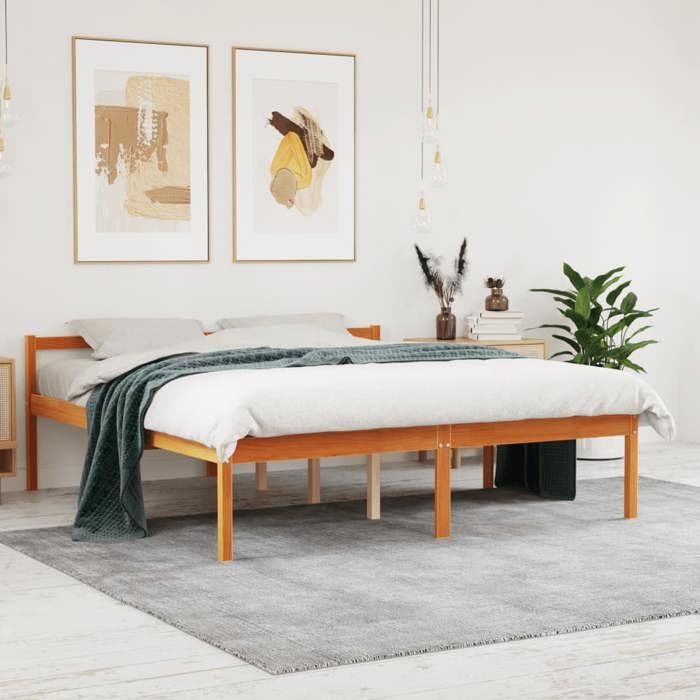SALE 2025Cadre de lit/ Lit pour personne âgée - Lit 2 personnes - 160x200 cm - bois pin massif 23 Kg 7191