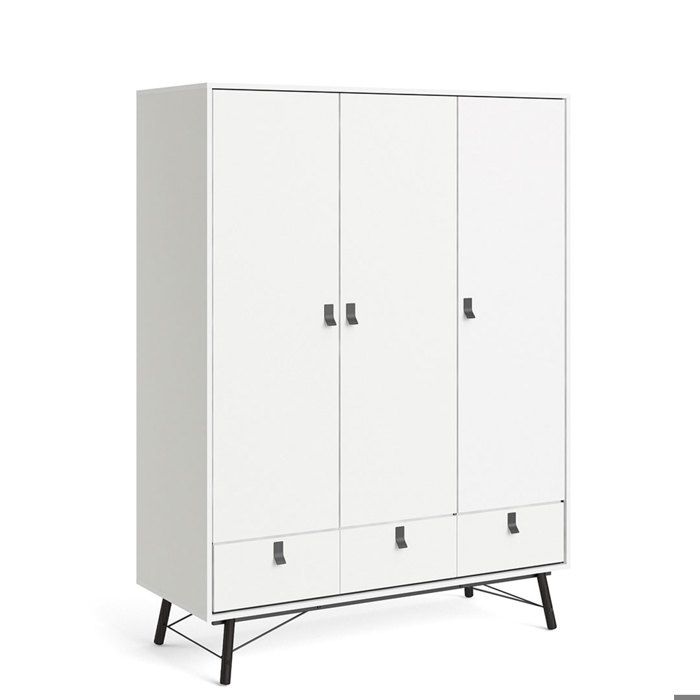 Rye Armoire 3 portes 3 tiroirs blanc mat. Rye Armoire 3 portes 3 tiroirs blanc mat.
