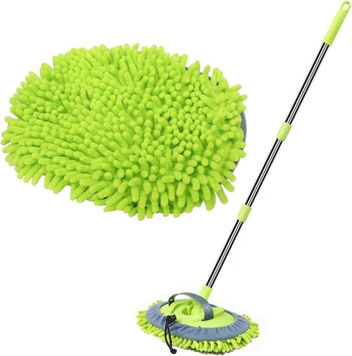 Tête De Brosse Lavage Voiture Microfibre Chenille Douce - Housse Absorbante Rotative 90° Pour Nettoyage Sans Rayures