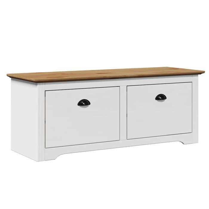 Bonne qualité - Coffre banquette - BONNIE - Banc de couloir BODO blanc et marron 114x40x45cm - pour Salon Chambre Entrée DECO