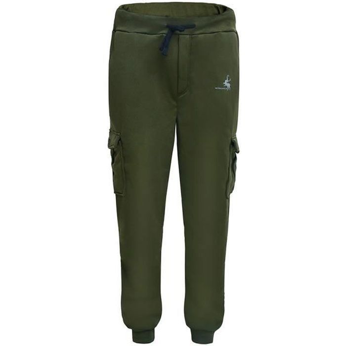 Pantalon de jogging Homme - Luxe - Uni - Cargo - Vert - Taille élastique - Poches côtés Vert#L
