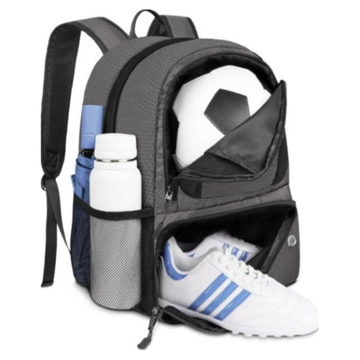 INF Sac à dos de football avec compartiment pour ballon Gris
