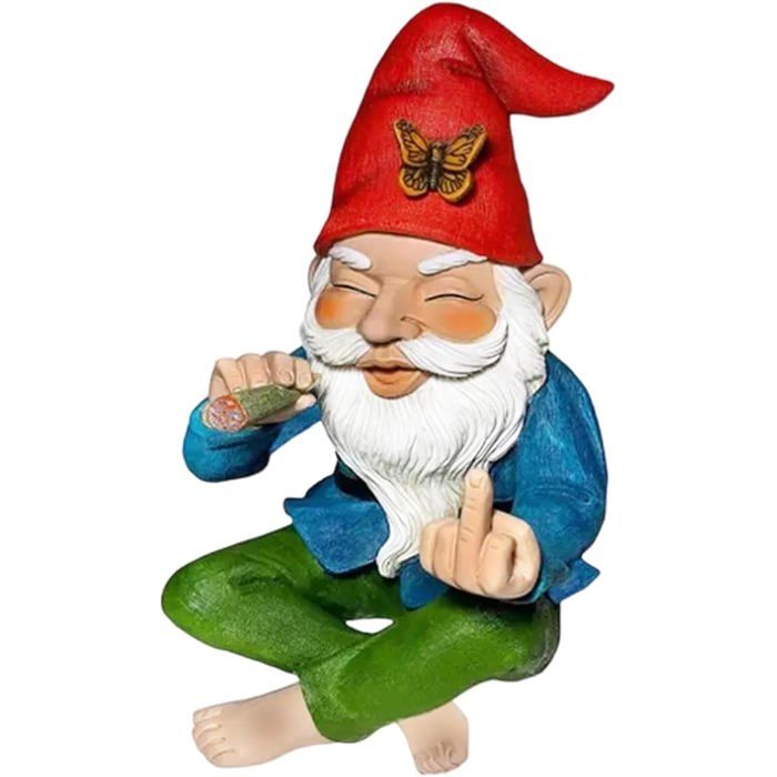 Nain De Jardin ôle Doigt D'honneur 5,9 Pouces De Haut En Résine Lneux