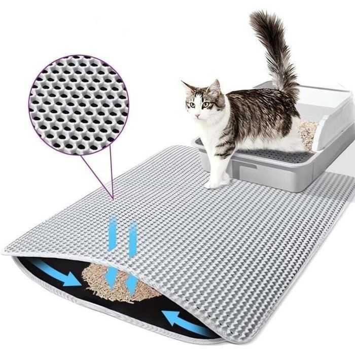 Comparer les prix de Tapis Litiere ChatTapis de Litire pour Chat Avec Couche AntidrapanteTapis pour chat Impermable Antidrapant Tapis Chat (Gris)