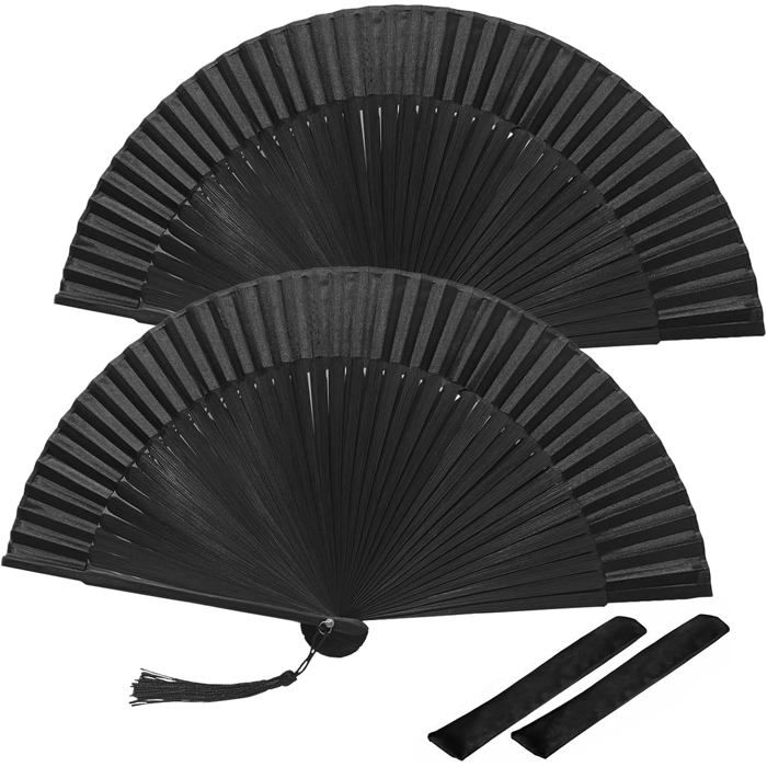 2 Pièces Ventilateur Pliant Éventail Pliable Ventilateur en Bambou Chinois Éventail Ventilateur pour Danse Cadeaux de Mariage - Tomasortel