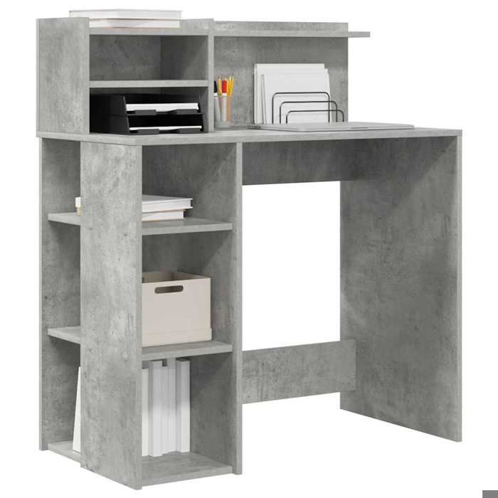 Kenneth@ Bureau - 1 PERSONNE - Table dordinateur - avec Rangement - Gris béton 90x48x1015 cm - LL1087