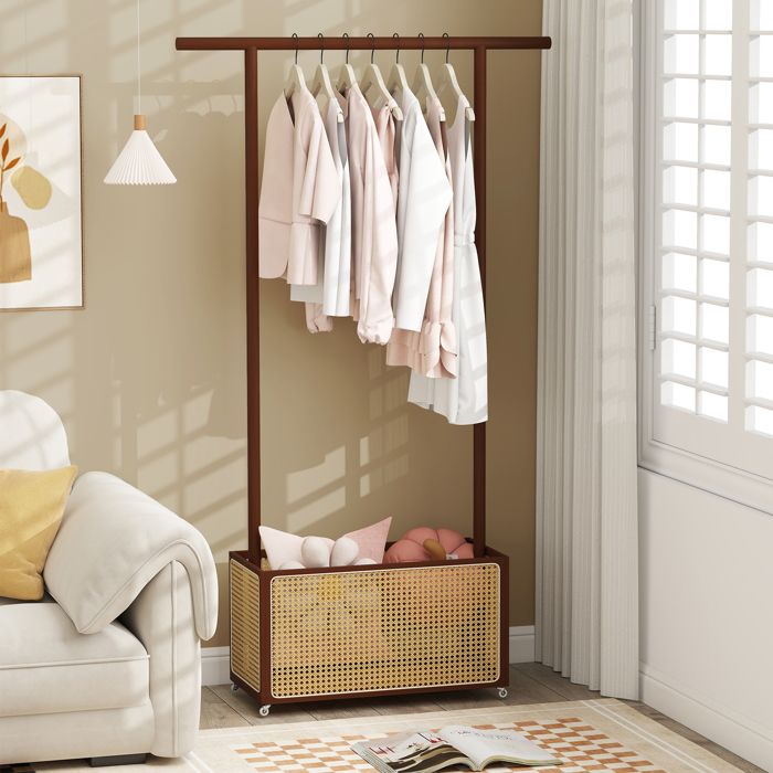 COSTWAY Portant à Vêtement Penderie Armoire pour Vêtements en Bambou Cannage pour Salon Chambre Dressing 100 x 32 5 x 172 cm COSTWAY Portant à Vêtement Penderie Armoire pour Vêtements en Bambou Cannage pour Salon Chambre Dressing 100 x 32 5 x 172 cm
