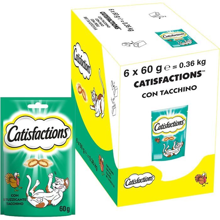 Comparer les prix de Snack pour Chat - YUMI MAZAO - Catisfactions - Dinde - 6 x 60 g - Vitamines et Minéraux