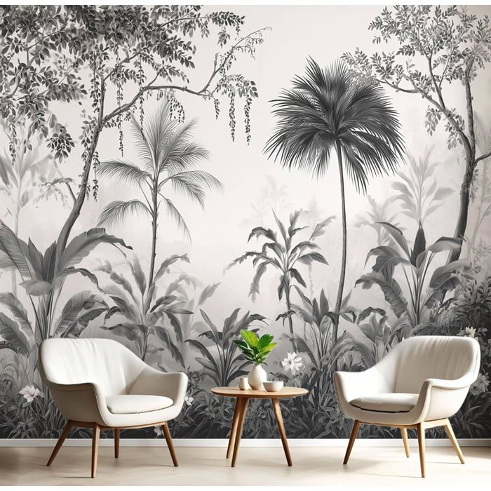 Papier Peint Panoramique Rétro Paysage Jungle Poster Soie Geant Mural ...