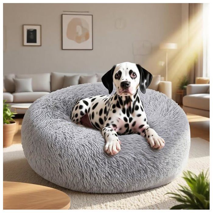 MIJIA Panier pour chat/chien - Chaud -100 cm - Gris clair - Peluche - Cylindrique - Anti-Anxiété
