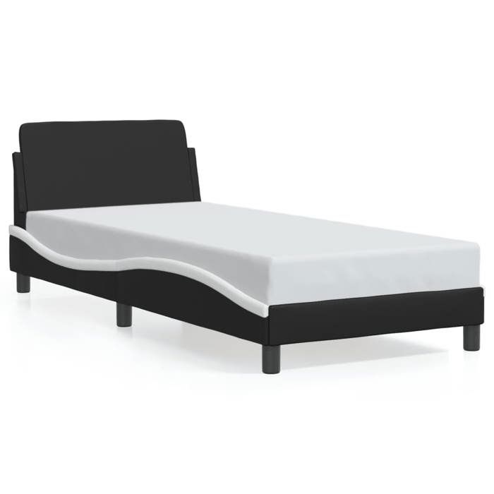 Printemps/été 2025 Structure de lit - SOLOMON - pour Adulte/enfant sans matelas noir et blanc 90x190 cm similicuir LV11265