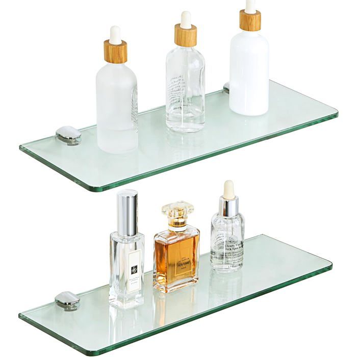 Étagère Murale SAYAYO 2 Pcs en Verre Trempé 7mm - Support Robuste Transparent