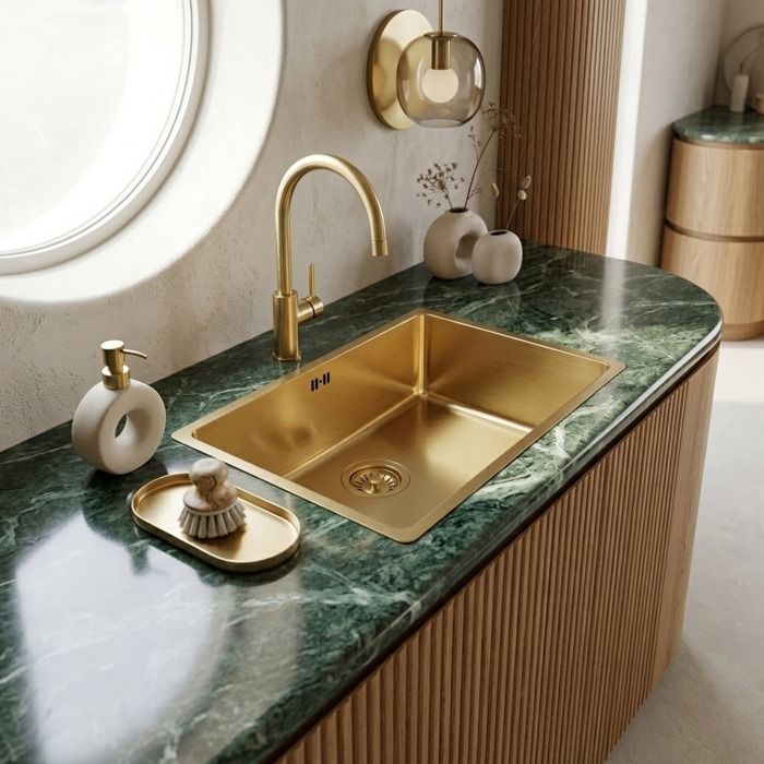 Evier Inoxa évier 1 grande cuve seule 76x44 en inox or brossé Essebagno