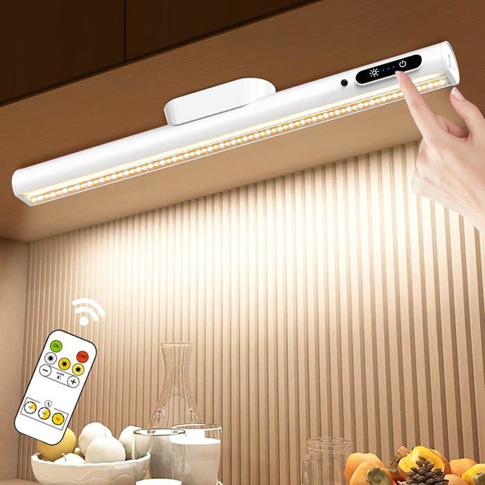 Lampe LED Rechargeable USB 4000mAh avec Télécommande - Bandeau Magnétique pour Cuisine et Bureau - Éclairage Mural Polyvalent