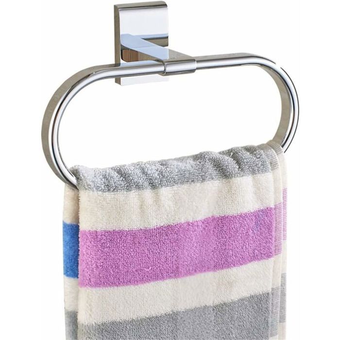 Anneau porte-serviettes ovale - PZCC - Laiton massif - Chrome poli - 21 5 x 9 x 7 cm - Design moderne - Vis cachées