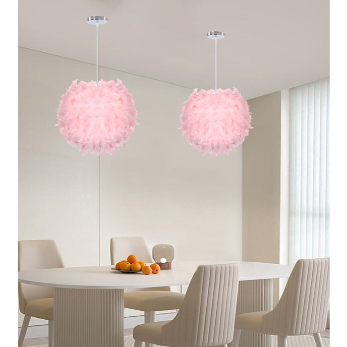 ElektraH Lot de 2 Moderne Lustre en Plume Rose 30cm